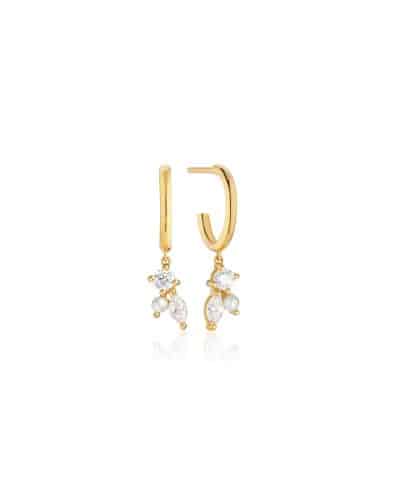 Sif Jakobs Earrings Adria Tre Creolo - 18k Gold Plated, With White Zirconia