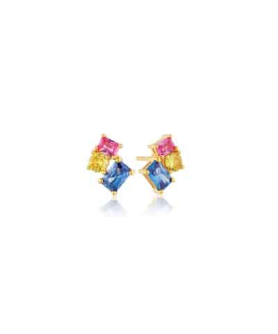 Sif Jakobs Earrings Ivrea Tre - 18k Gold Plated, With Multicoloured Zirconia