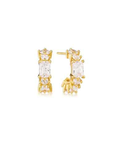 Sif Jakobs Earrings Ivrea Creolo Piccolo - 18k Gold Plated, With White Zirconia