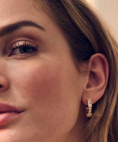 Alternative view of Sif Jakobs Earrings Ivrea Creolo Medio - 18k Gold Plated, With White Zirconia