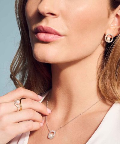 Alternative view of Sif Jakobs Earrings Ponza Circolo - 18k Gold Plated, With Freshwater Pearl And White Zirkonia