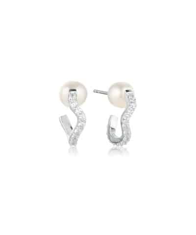 Sif Jakobs Earrings Ponza Creolo Medio - With Freshwater Pearl And White Zirkonia