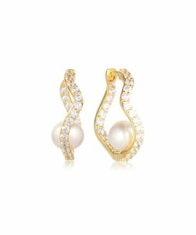 Sif Jakobs Earrings Ponza - 18k Gold Plated With Freshwater Pearl And White Zirkonia