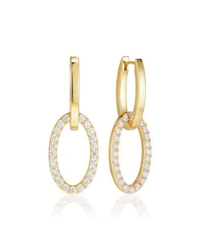 Sif Jakobs Earrings Ellisse Due - 18k Gold Plated, With White Zirconia