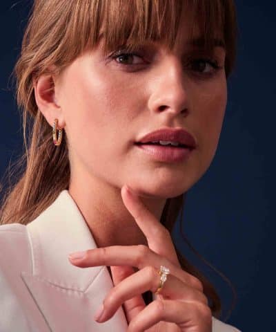 Alternative view of Sif Jakobs Earrings Ellisse Piccolo - 18k Gold Plated, With Multicoloured Zirconia