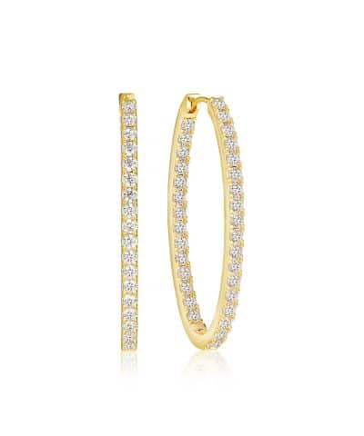 Sif Jakobs Earrings Ellisse Medio - 18k Gold Plated, With White Zirconia
