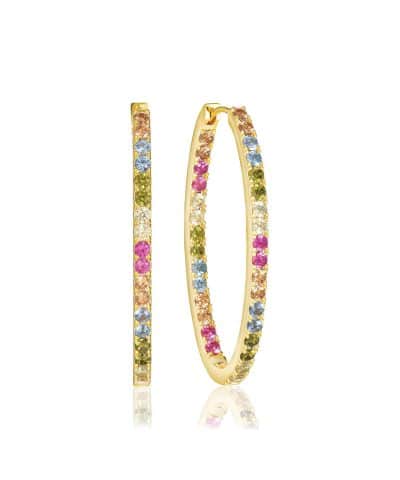 Sif Jakobs Earrings Ellisse Medio - 18k Gold Plated, With Multicoloured Zirconia