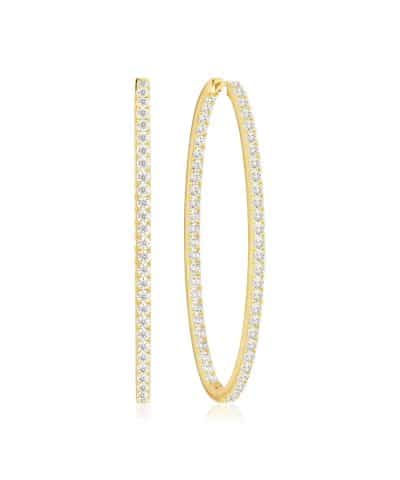 Sif Jakobs Earrings Ellisse Grande - 18k Gold Plated, With White Zirconia