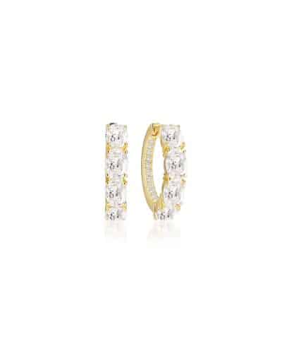 Sif Jakobs Earrings Ellisse Creolo - 18k Gold Plated, With White Zirconia