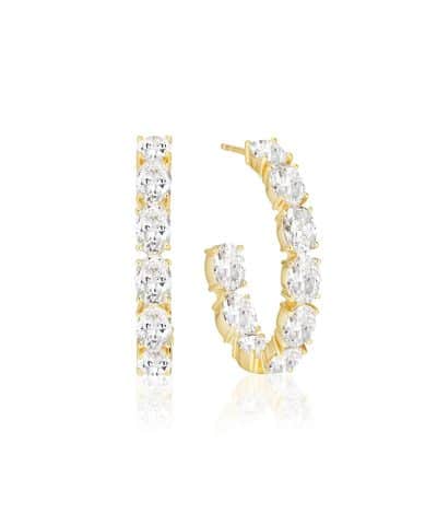 Sif Jakobs Earrings Ellisse - 18k Gold Plated, With White Zirconia