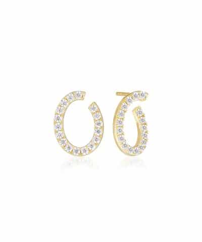 Sif Jakobs Earrings Ellisse Ovale - 18k Gold Plated, With White Zirconia