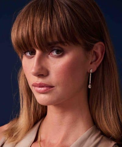 Alternative view of Sif Jakobs Earrings Ellisse Lungo - 18k Gold Plated, With White Zirconia