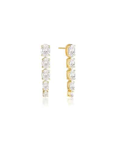 Sif Jakobs Earrings Ellisse Cinque - 18k Gold Plated, With White Zirconia