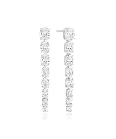 Sif Jakobs Earrings Ellisse Lungo Otto - With White Zirconia