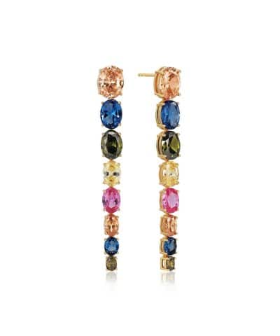 Sif Jakobs Earrings Ellisse Lungo Otto - 18k Gold Plated, With Multicoloured Zirconia