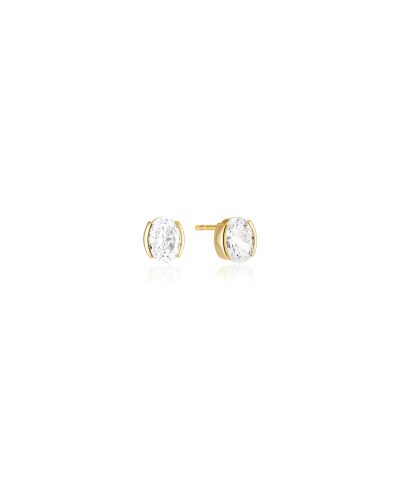 Sif Jakobs Earrings Ellisse Carezza - 18k Gold Plated, With White Zirconia