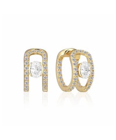 Sif Jakobs Earrings Ellisse Carezza Creolo - 18k Gold Plated, With White Zirconia