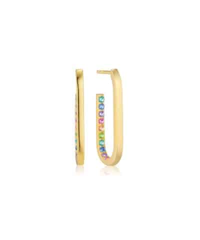 Sif Jakobs Earrings Capizzi Medio - 18k Gold Plated, With Multicoloured Zirconia