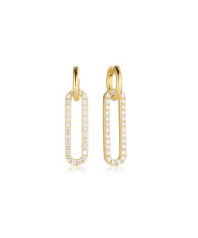 Sif Jakobs Earrings Capizzi Lungo - 18k Gold Plated, With White Zirconia