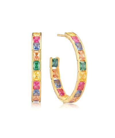 Sif Jakobs Earrings Roccanova Circolo Grande - 18k Gold Plated, With Multicoloured Zirconia