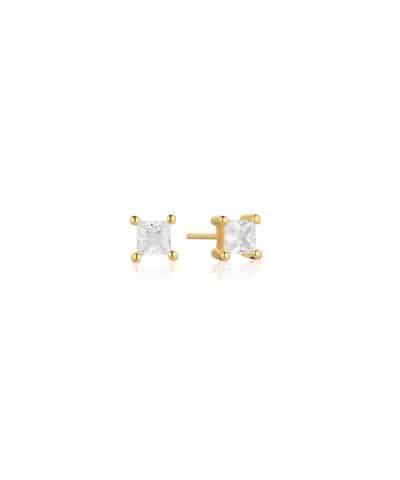 Sif Jakobs Earrings Ellera - 18k Gold Plated, With White Zirconia