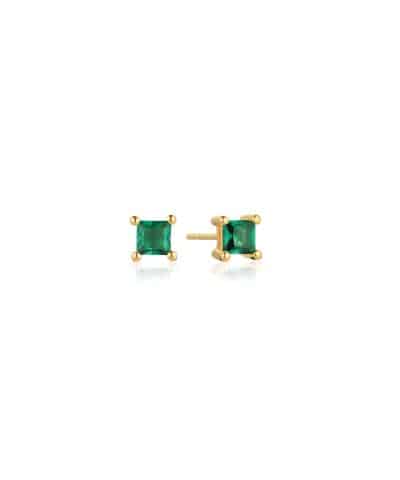 Sif Jakobs Earrings Ellera - 18k Gold Plated, With Green Zirconia