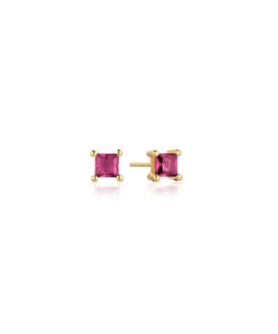 Sif Jakobs Earrings Ellera - 18k Gold Plated, With Pink Zirconia