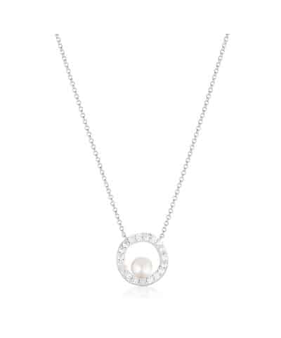 Sif Jakobs Necklace Ponza Circolo - With Freshwater Pearl And White Zirkonia