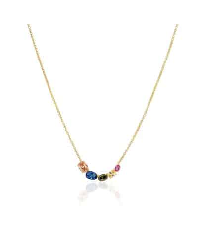 Sif Jakobs Necklace Ellisse Cinque - 18k Gold Plated, With Multicoloured Zirconia