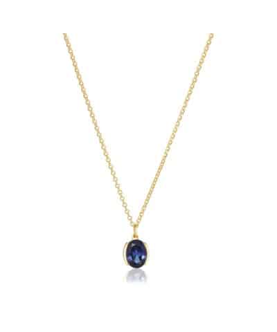 Sif Jakobs Necklace Ellisse Carezza - 18k Gold Plated, With Blue Zirconia