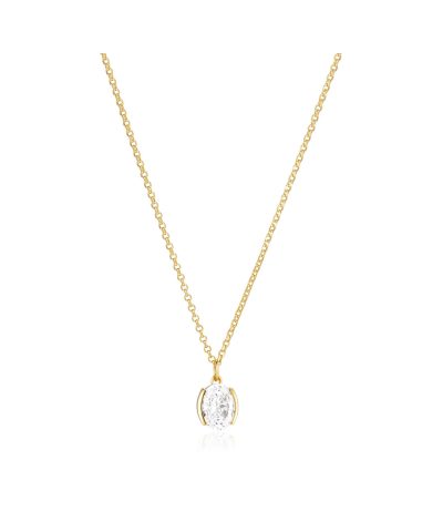 Sif Jakobs Necklace Ellisse Carezza - 18k Gold Plated, With White Zirconia