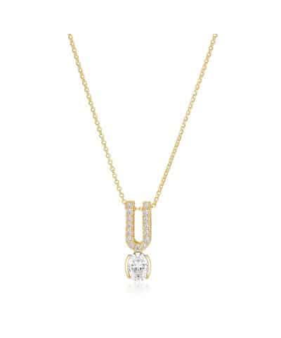 Sif Jakobs Necklace Ellisse Carezza Ino - 18k Gold Plated, With White Zirconia