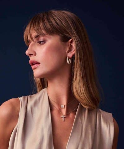 Alternative view of Sif Jakobs Necklace Belluno Croce  - 18k Gold Plated, With White Zirconia