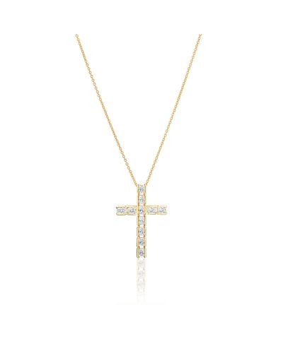 Sif Jakobs Necklace Roccanova Croce - 18k Gold Plated, With White Zirconia