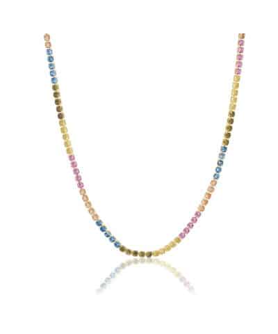 Sif Jakobs Necklace Ellera Grande - 18k Gold Plated, With Multicoloured Zirconia