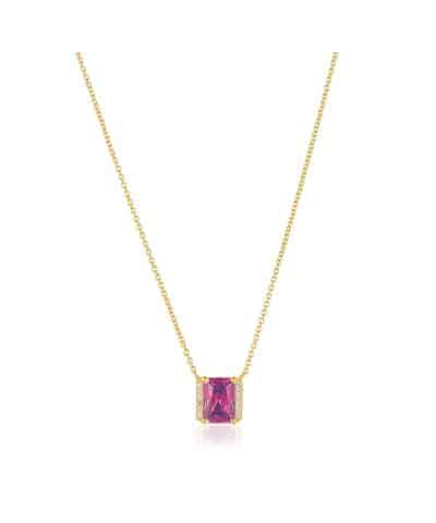 Sif Jakobs Necklace Roccanova X-grande - 18k Gold Plated, With Pink And White Zirconia