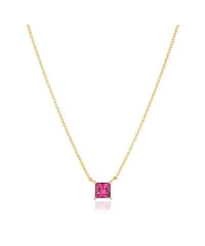 Sif Jakobs Necklace Ellera Quadrato - 18k Gold Plated, With Pink Zirconia