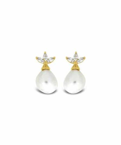 GD Bella Forgylt ørepynt i sølv med barokk perler